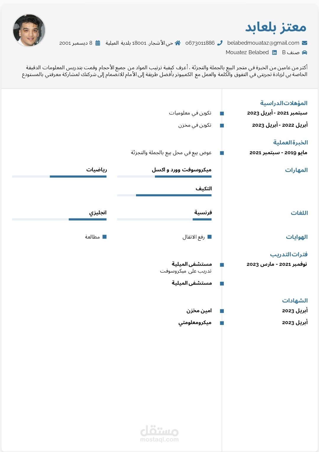 تصميم سيرة ذاتية cv مستقل