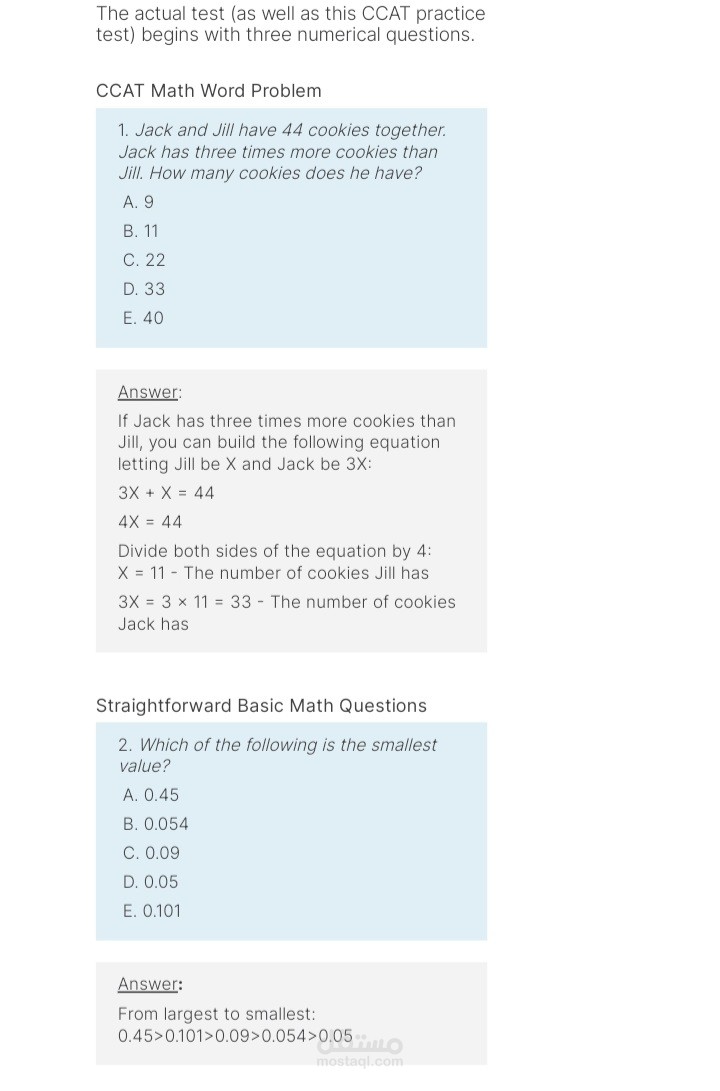 CCAT Practice Test with Questions Answers and Explanations مستقل