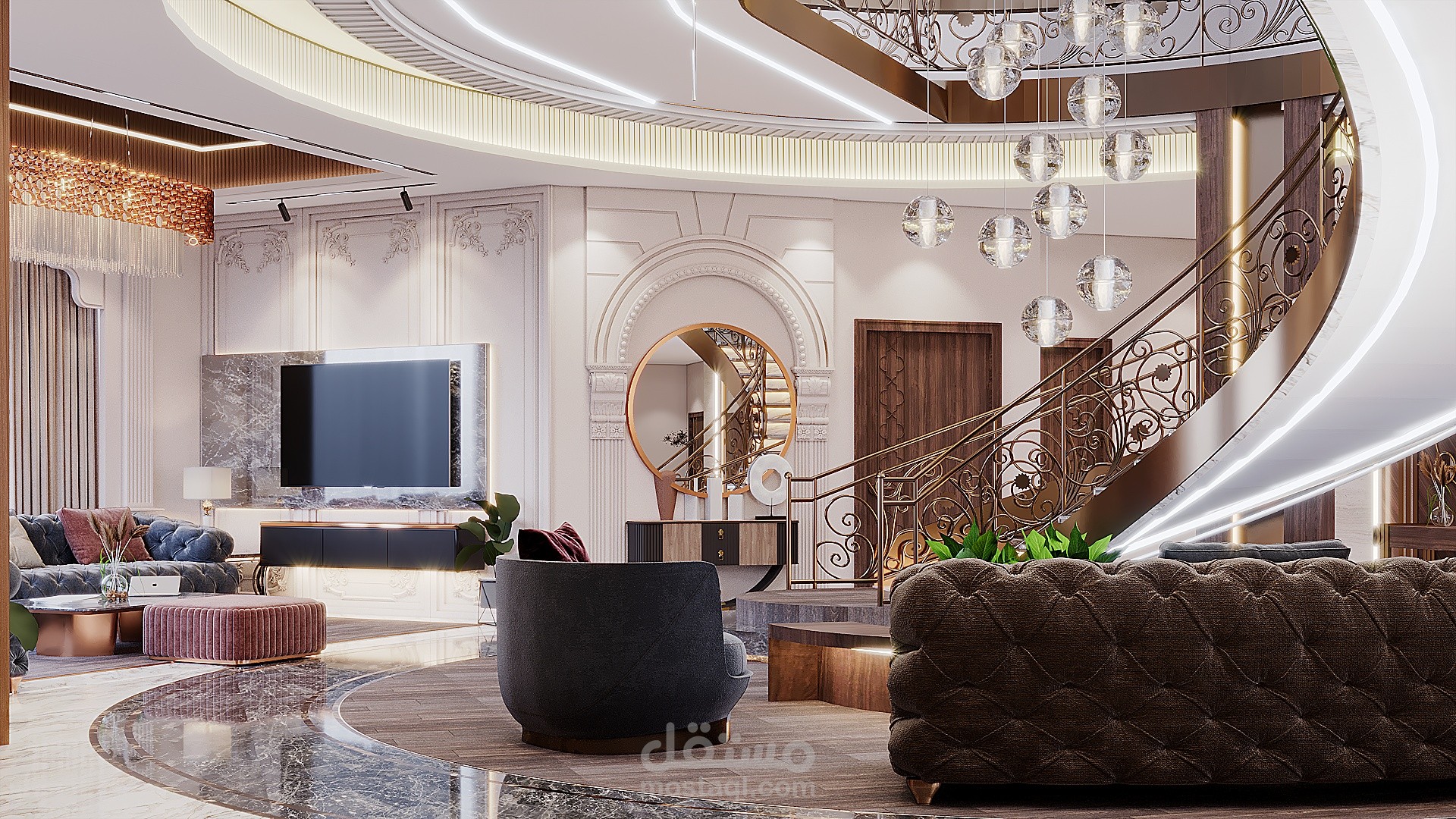 تصميم داخلى وواجهات التصميم المعمارى الخارجى والديكور تصميم صالة فيلا ...