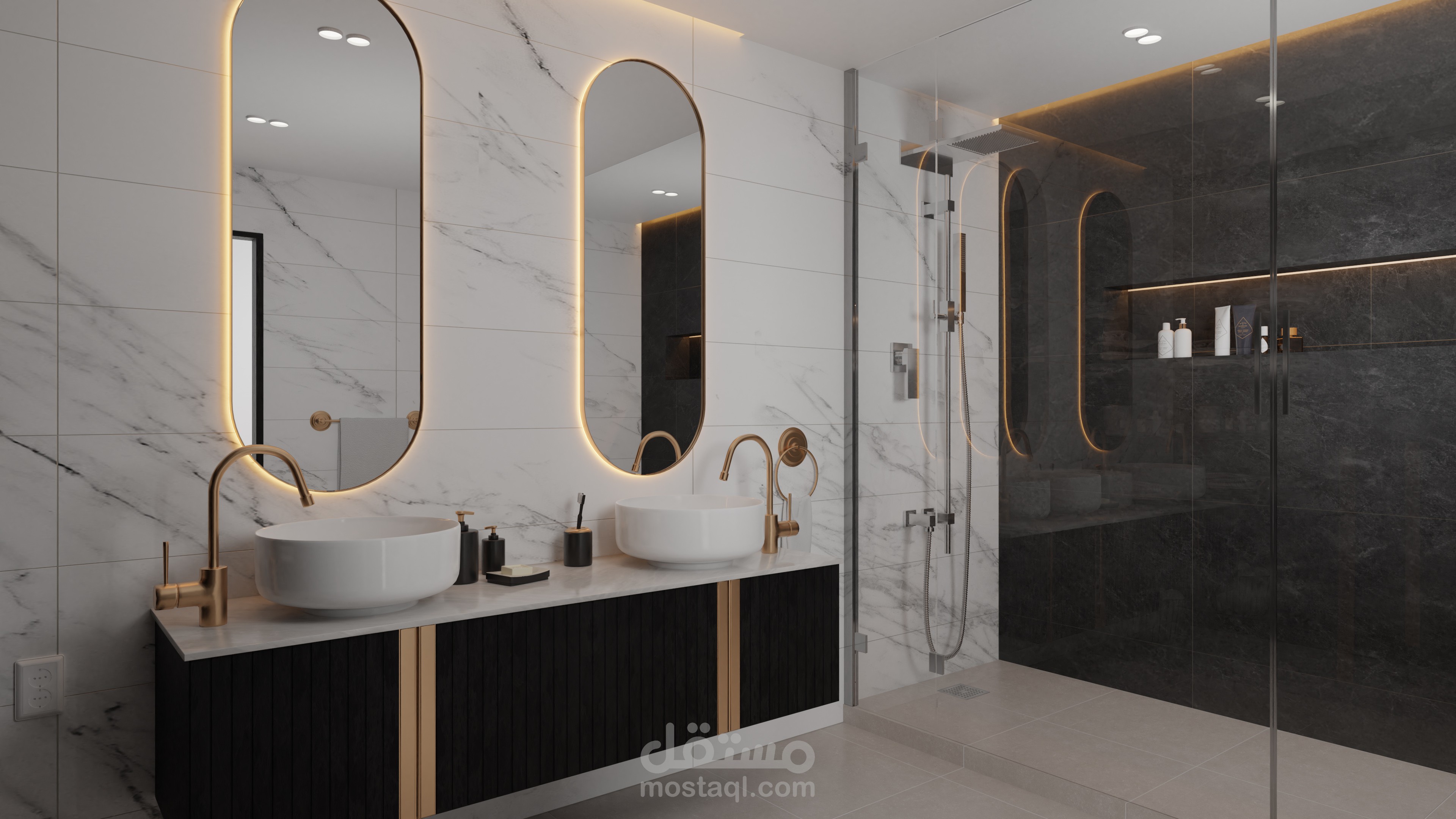 تصميم ثلاثي الأبعاد للحمام الكلاسيكي | مستقل