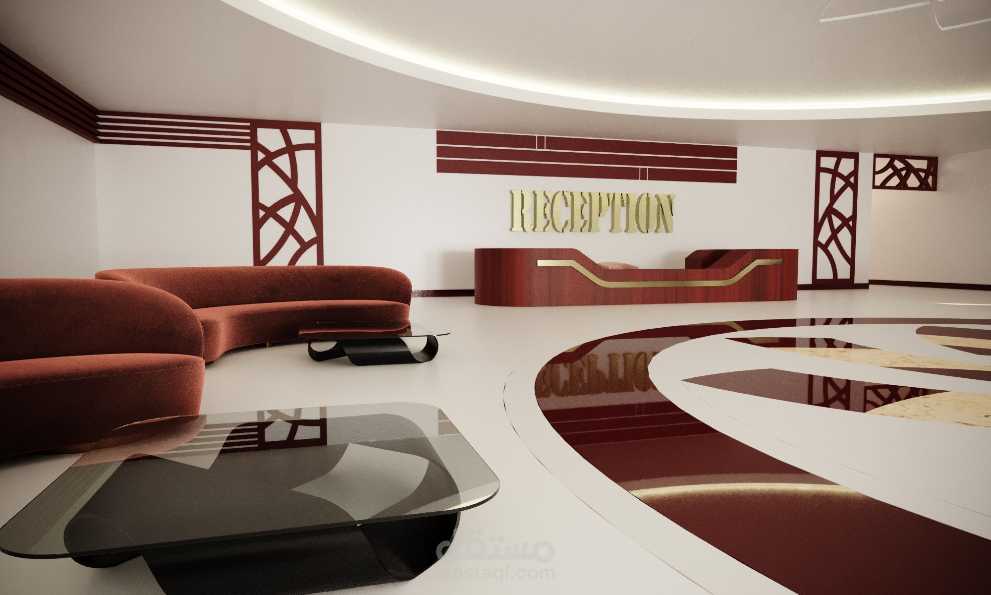 تصميم داخلي بهو استقبال فندق | مستقل