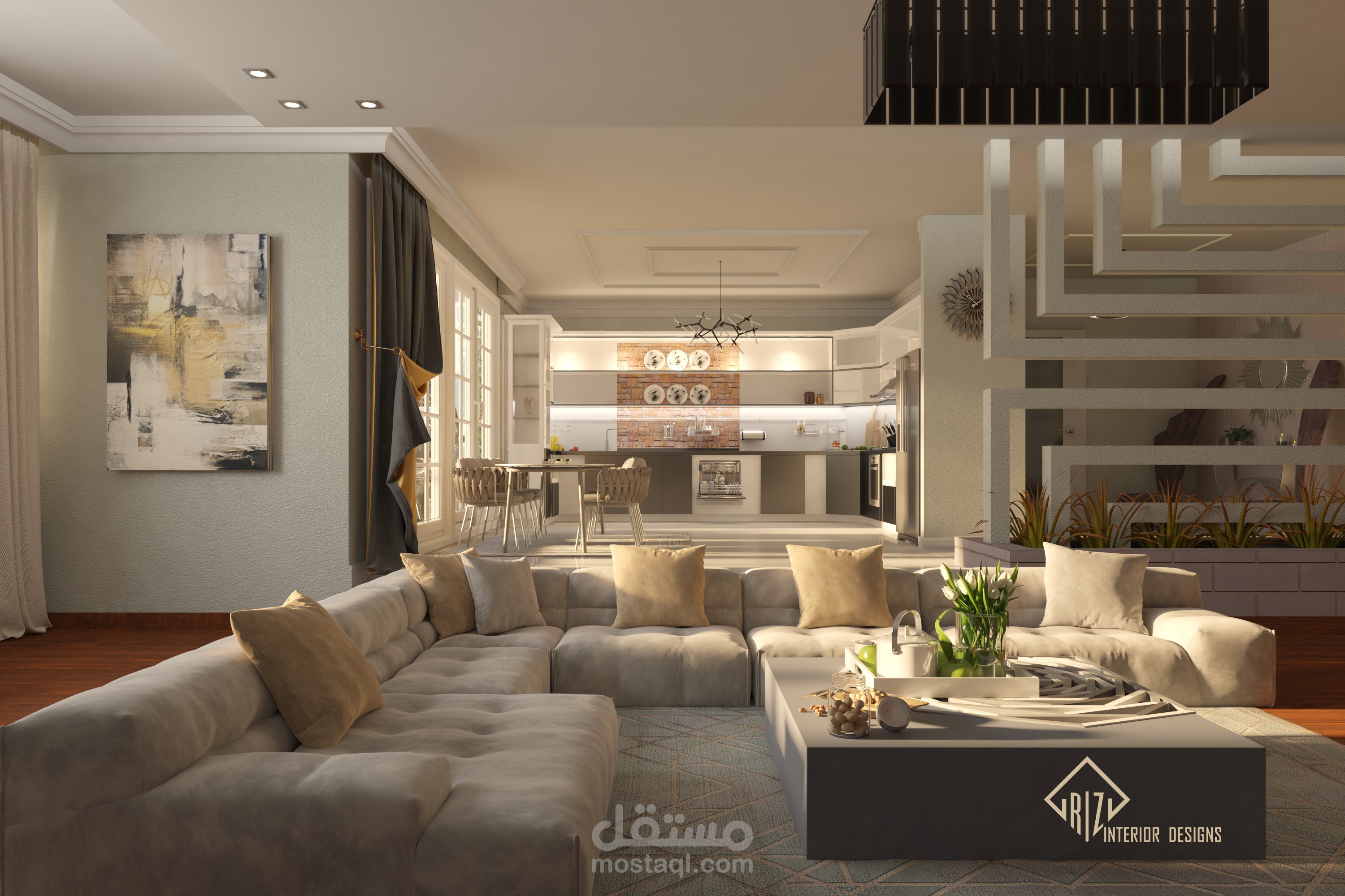 Modern Style Living room - Interior Design- Day Mode | مستقل