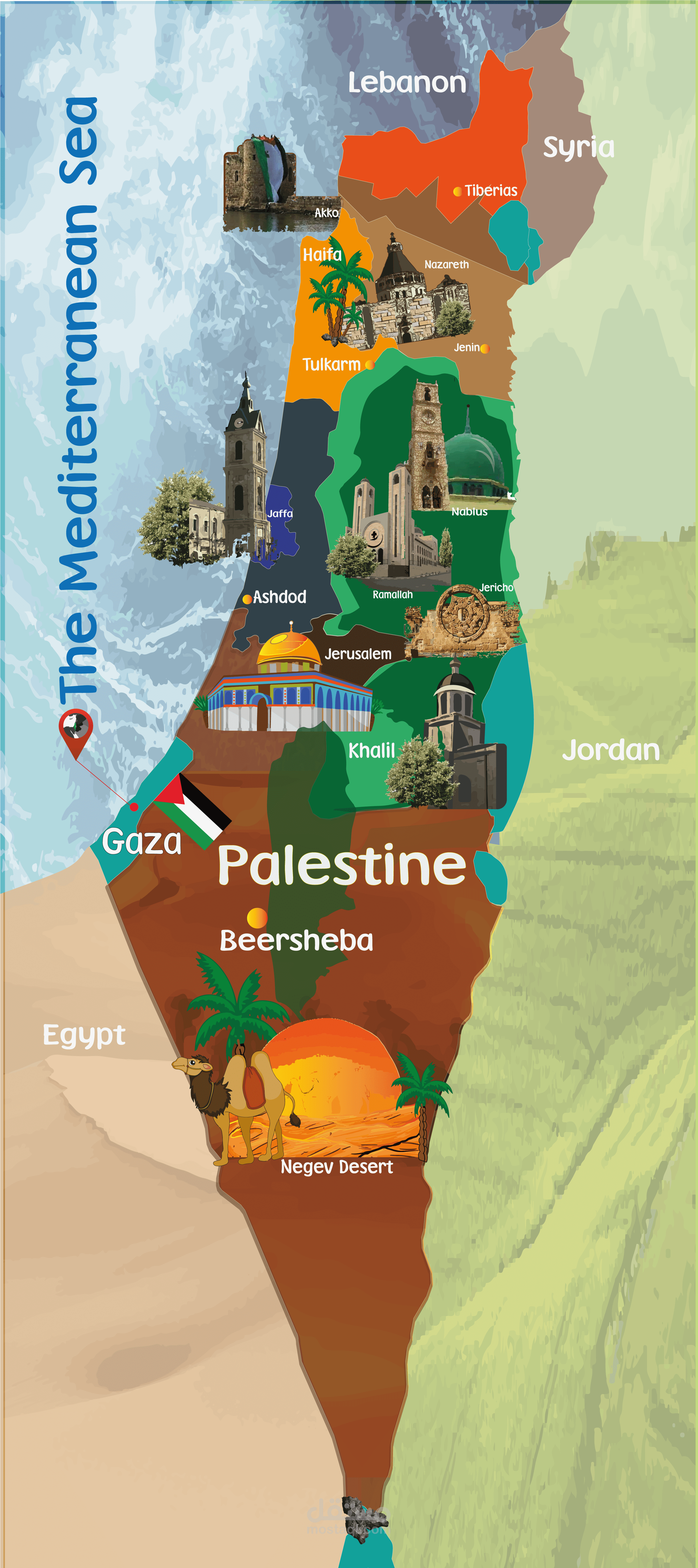 تصميم خريطة فلسطين فكتور Vector Map of Palestine Design مستقل