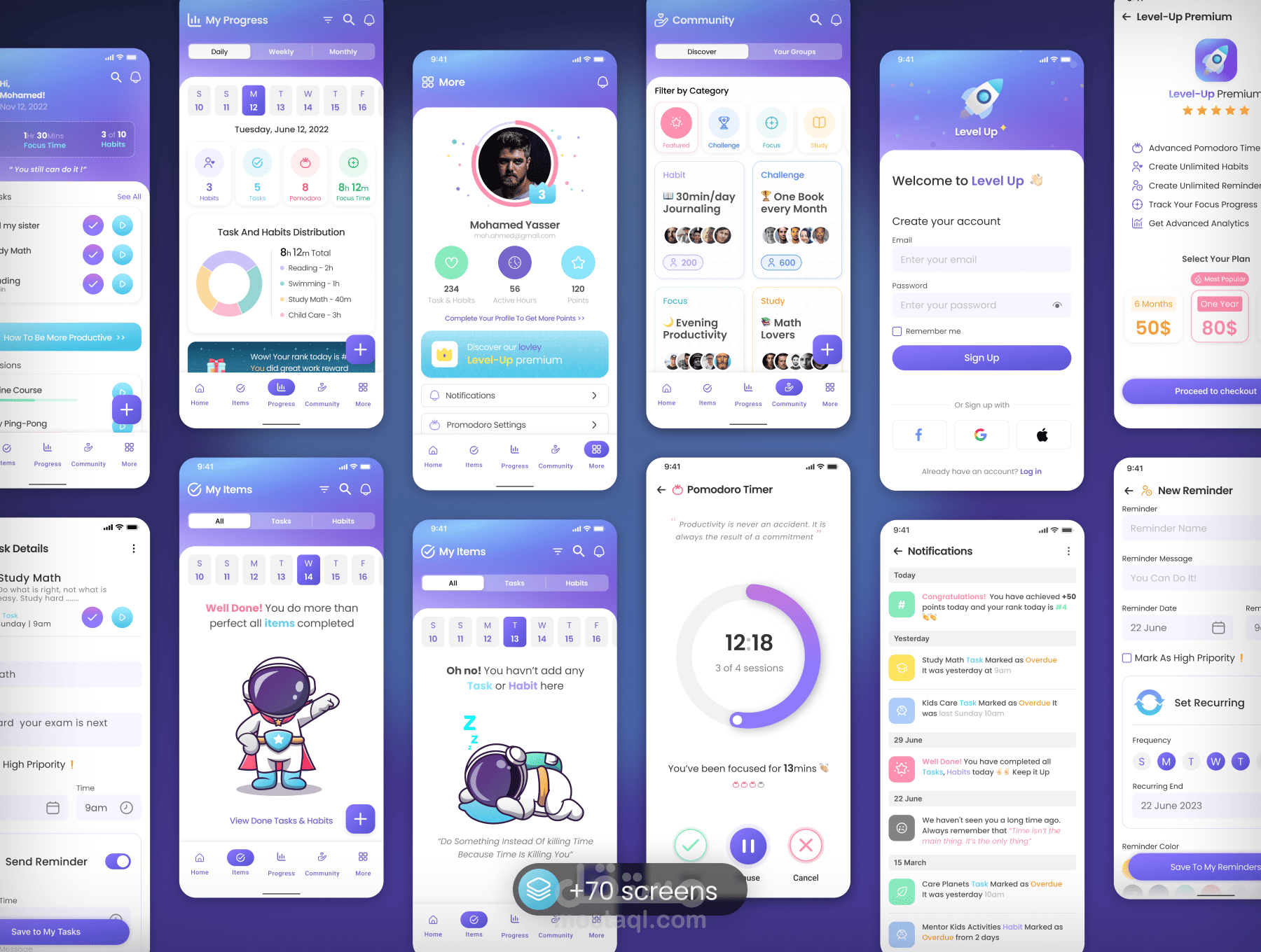 Level Up mobile app for Productivity, Task & Habit management | مستقل