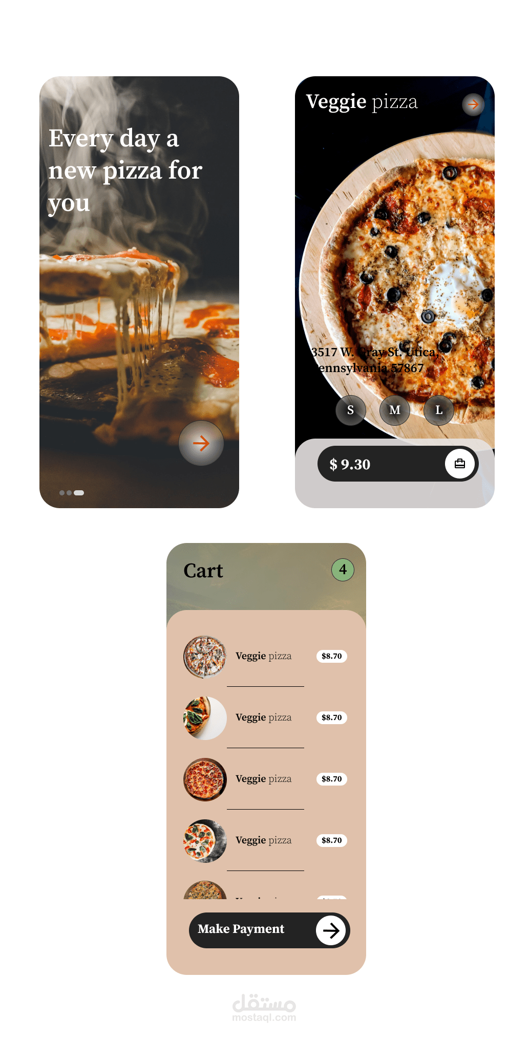 تصميم UI لتطبيق مطعم | مستقل