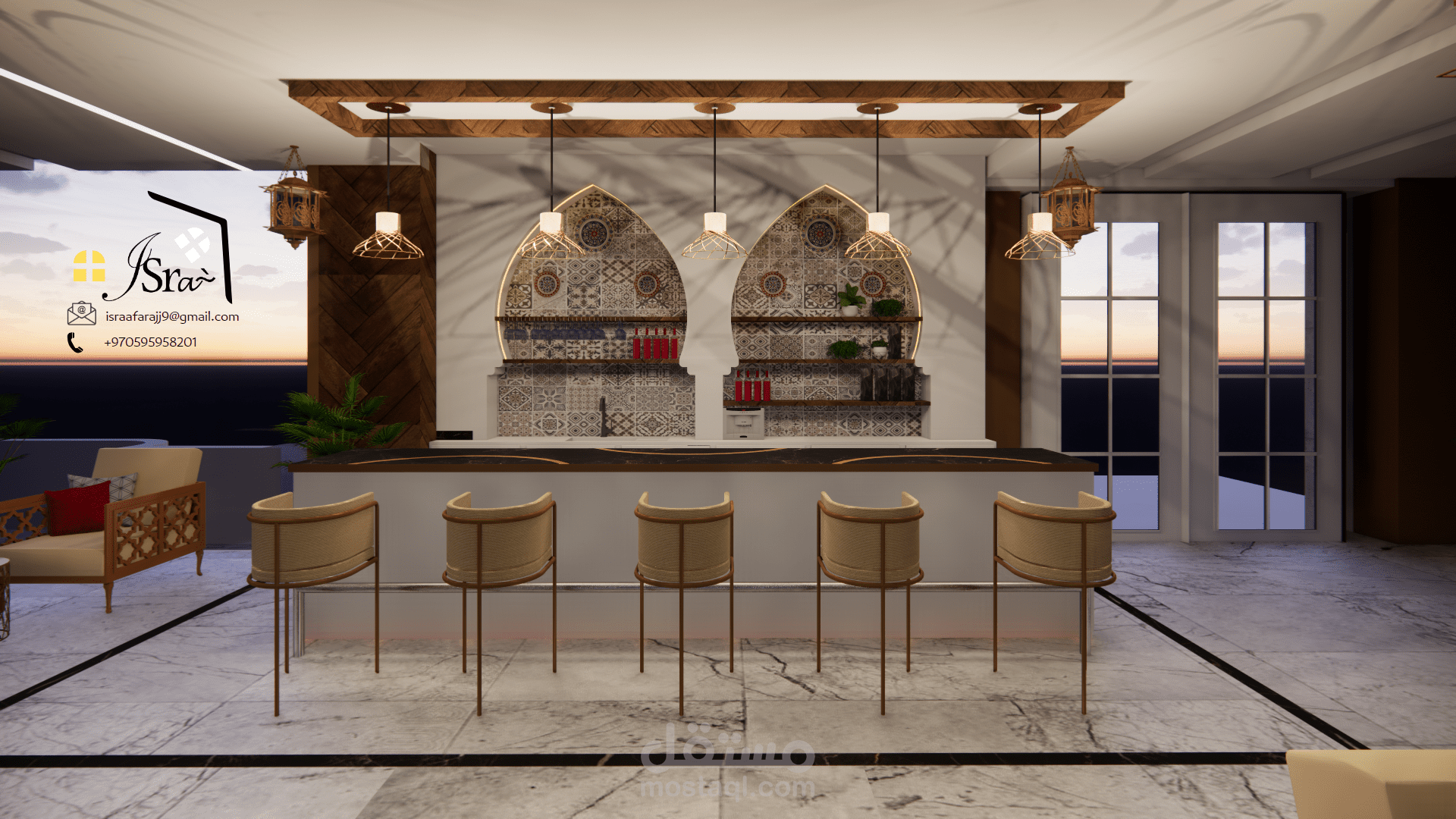 تصميم داخلي لبهو فندق بالطراز الاندلسي | مستقل