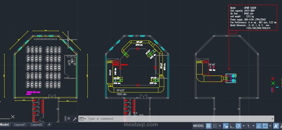 a commercial project 288 sqm roof top package unit in Kuwait with a capacity of 20 TR