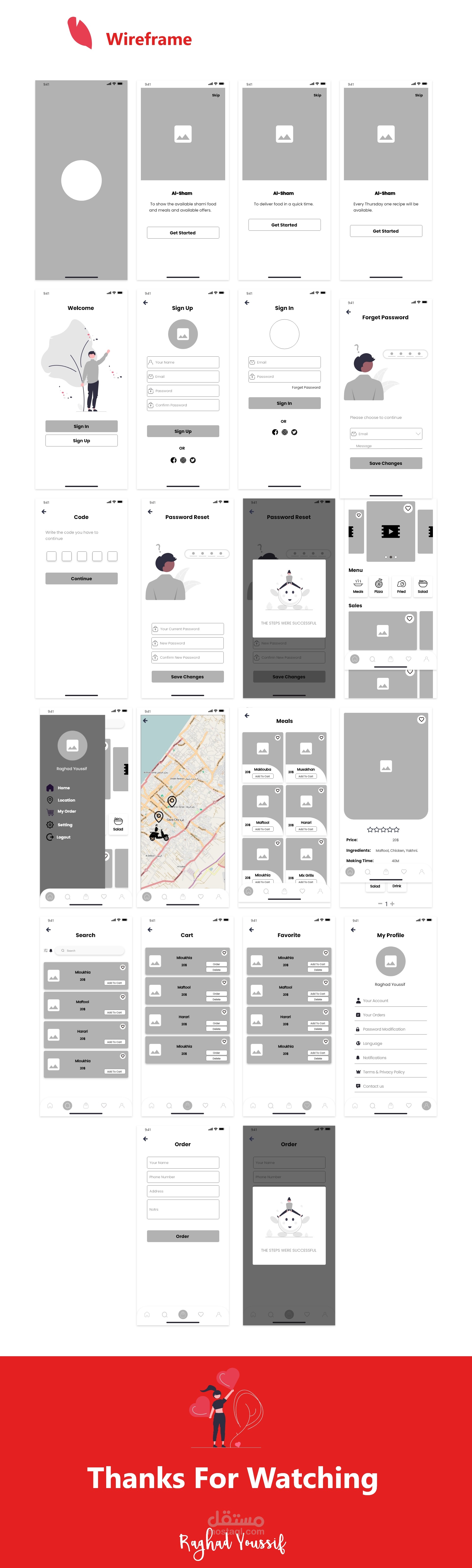 (UX/UI) تطبيق مطعم لتوصيل المأكولات الشامية | مستقل
