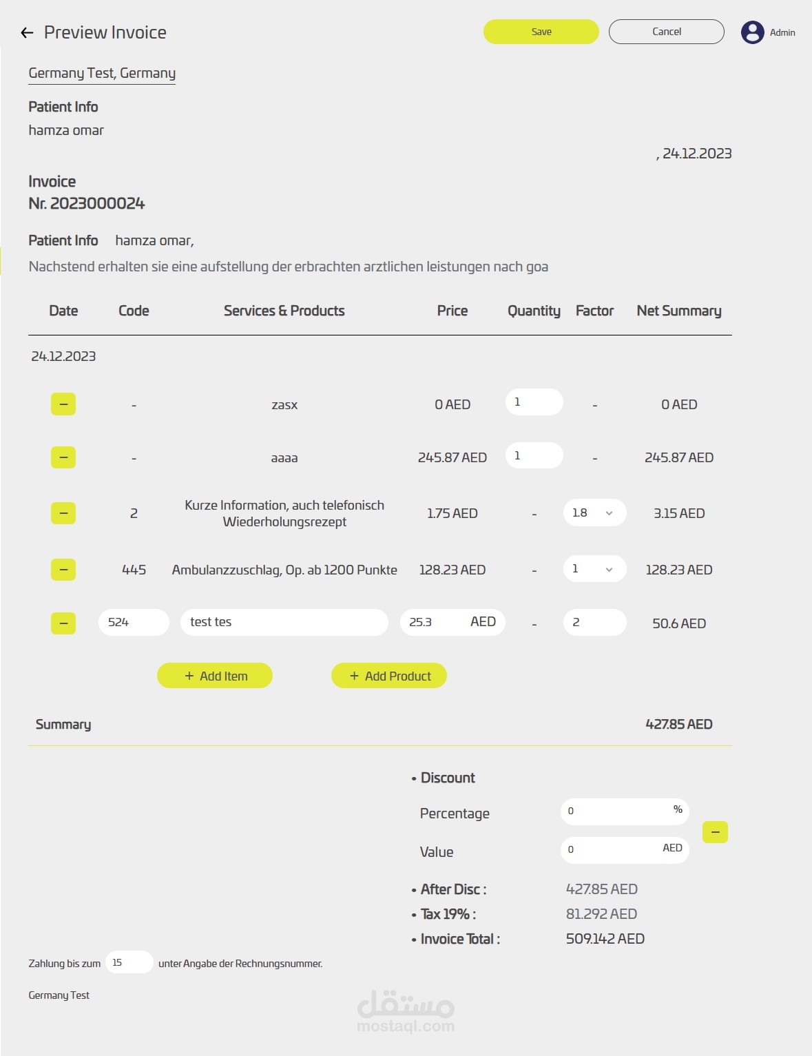 Preview Invoice | مستقل