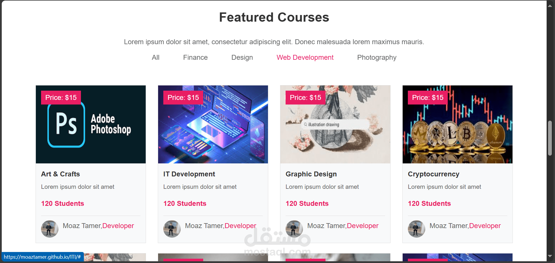 تصميم وتطوير واجهة أمامية لموقع ويب باستخدام HTML و CSS | مستقل