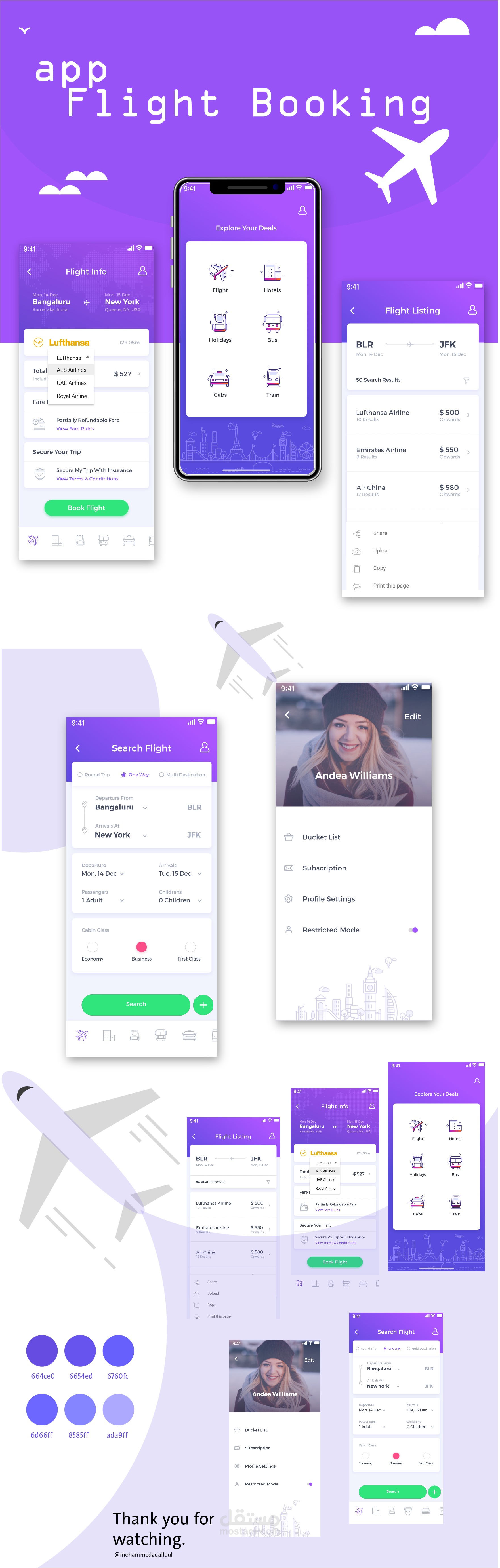 Design UX UI App Flight Booking | مستقل