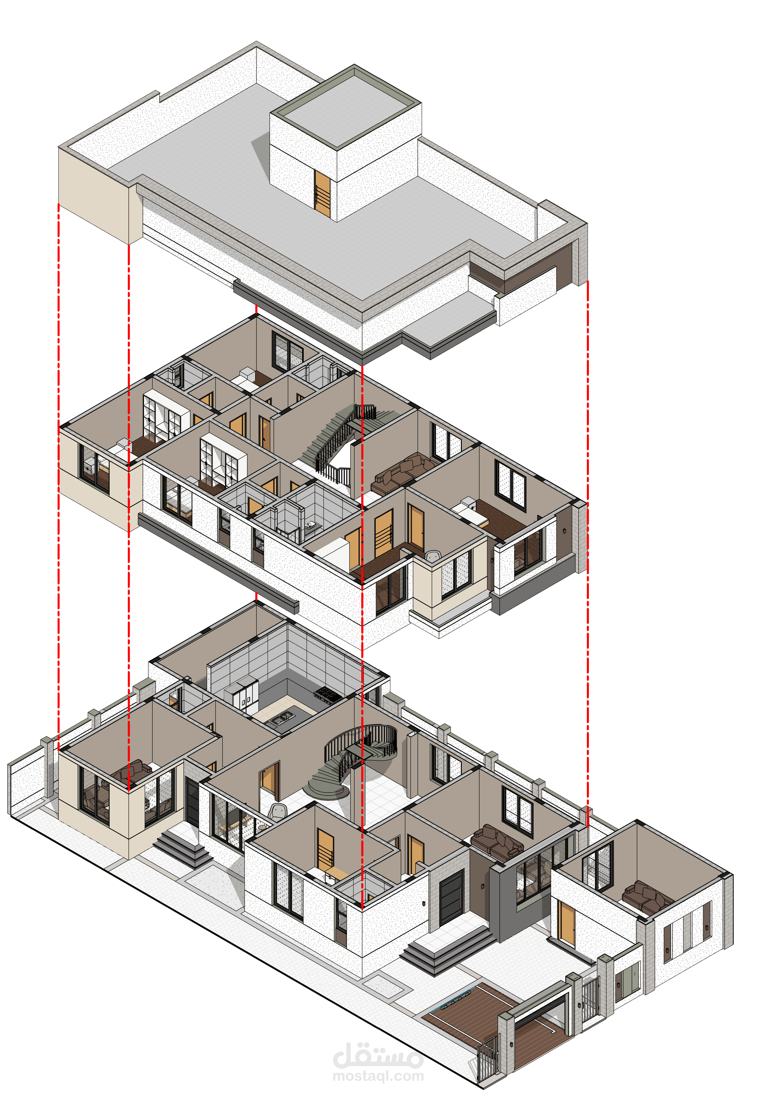 Villa Exterior design & Revit model | مستقل