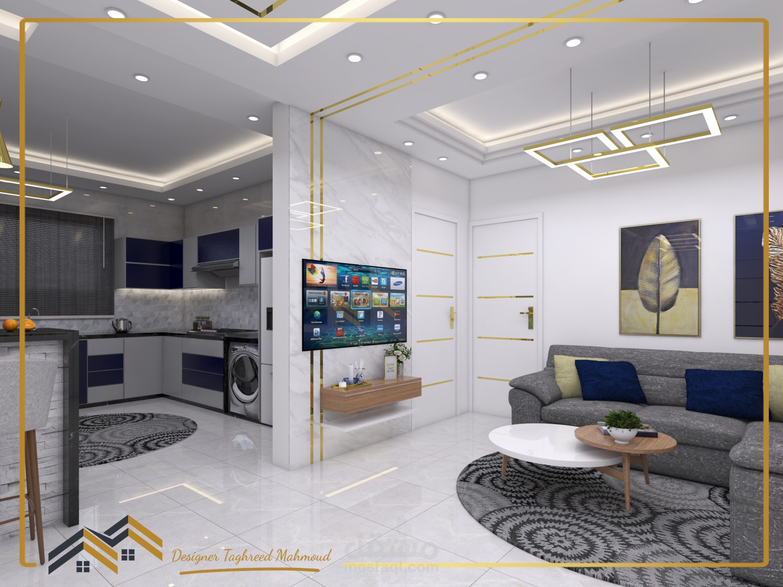 interior desgin living and kitchen | مستقل