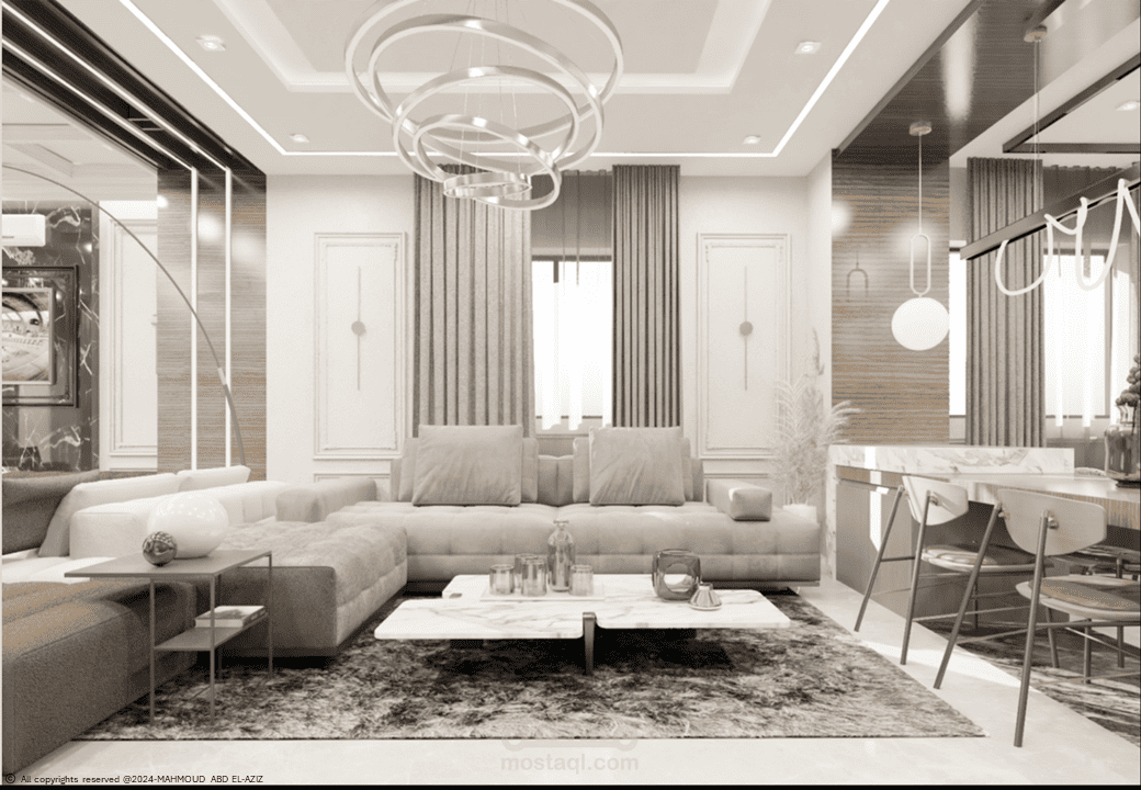 تصميم صاله استقبال نيو كلاسيك | مستقل