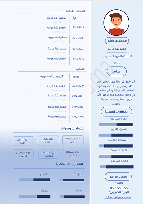 كتابة وتصميم سيرة ذاتية ابداعية  Cv / Resume