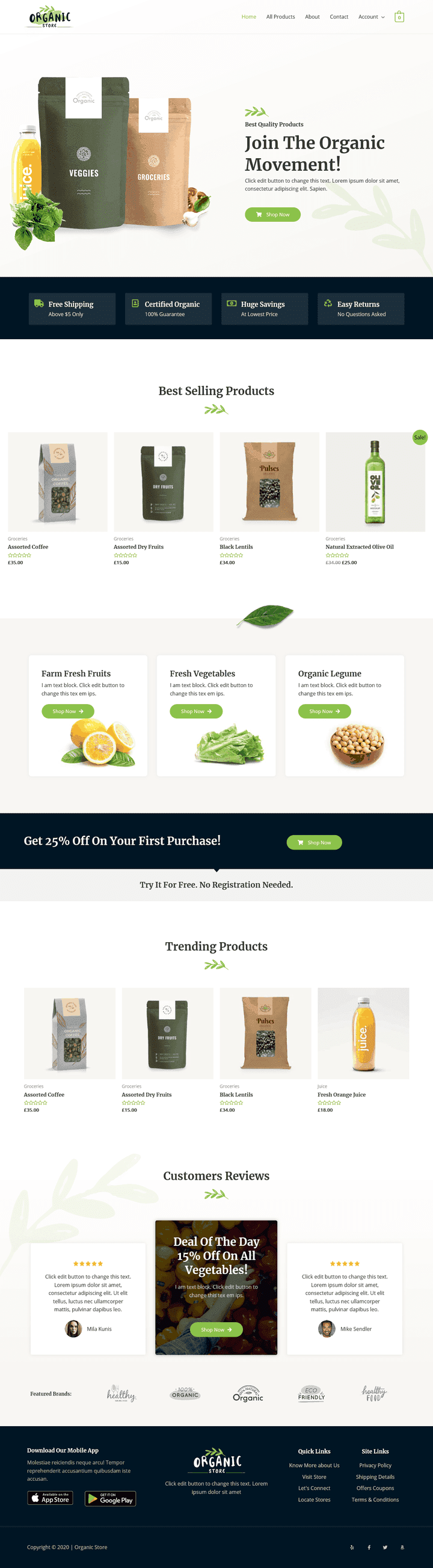 A organic store website