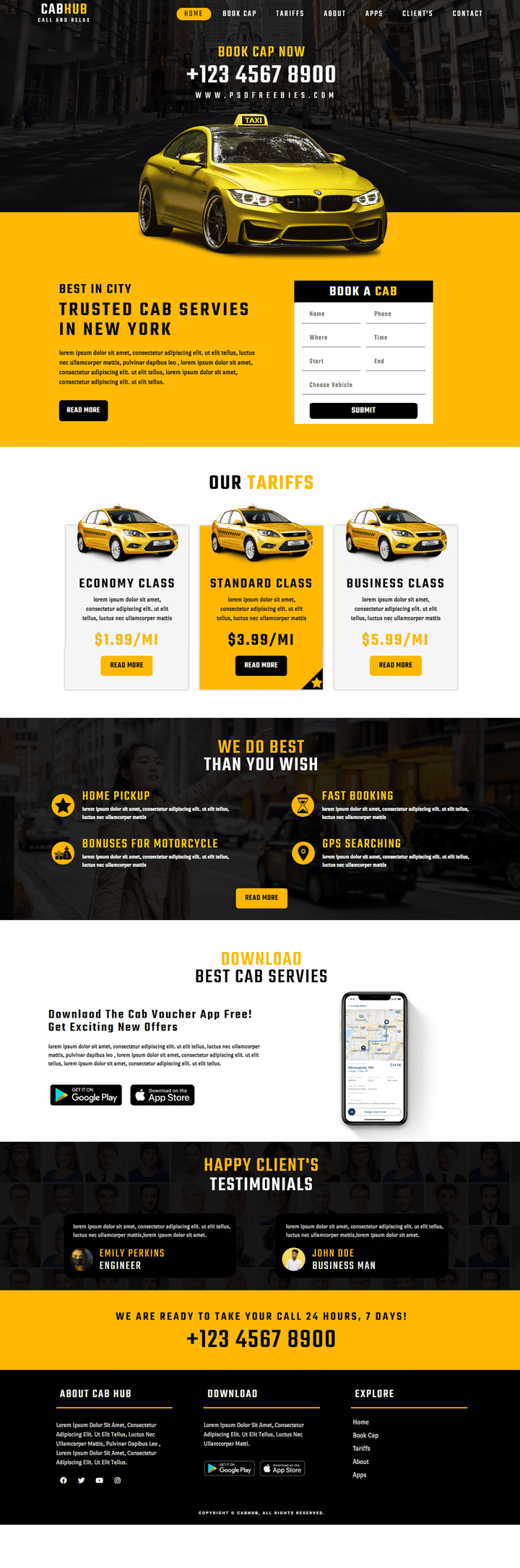 A cab-hub taxi website