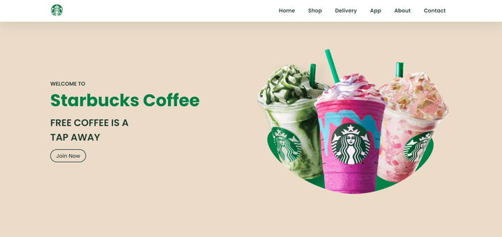 موقع لستارباكس متجاوب مع كل الشاشات (ٍStarbucks Website)