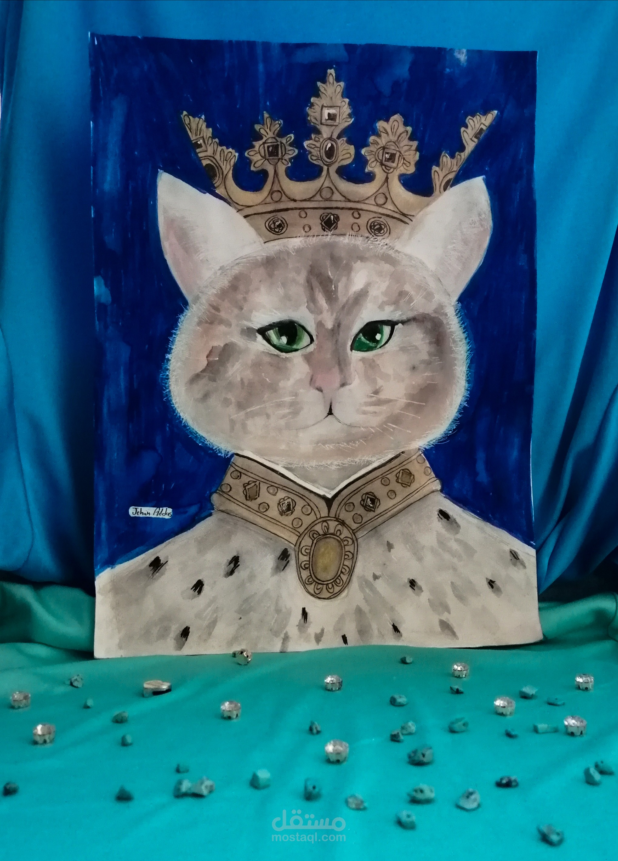 القط الملك cat king drawing