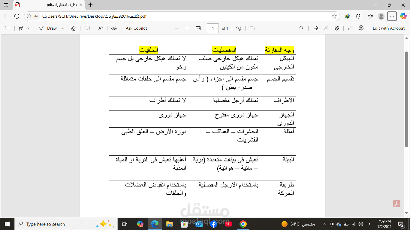 نموذج من أعمالى فى اعداد تكليف جامعى باستخدام ورد بشكل منسق