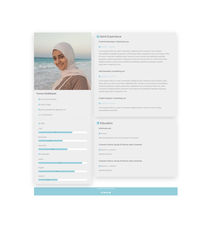 Simple CV using HTML, CSS and Bootstrap
