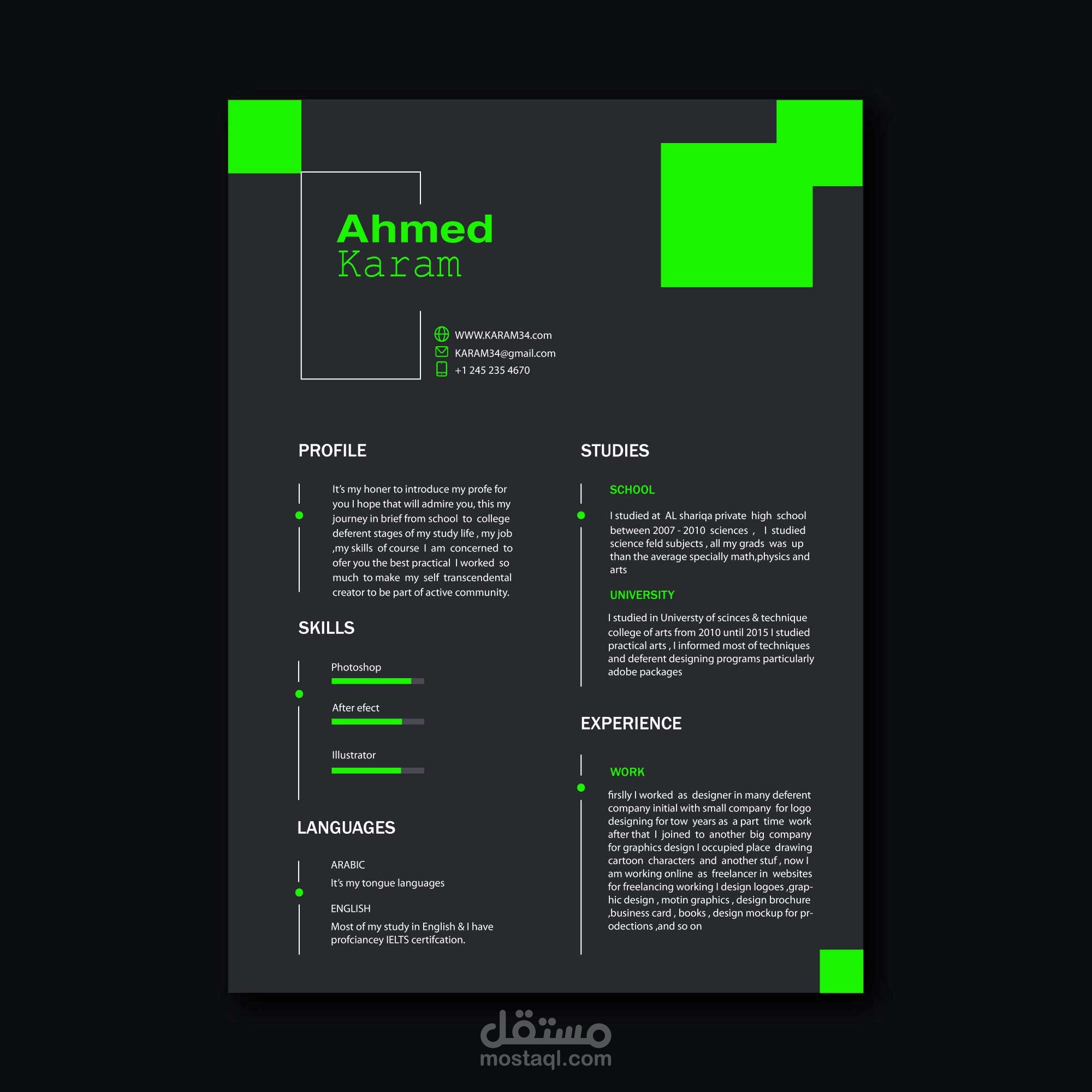 Ahmed karam Cv