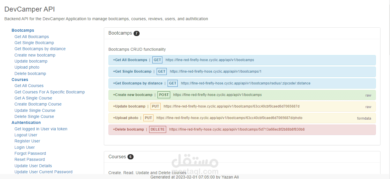BOOTCAMPS API