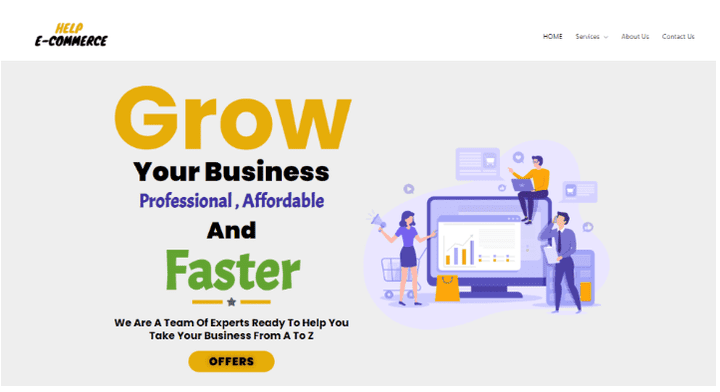 تصميم موقع الكتروني لشركة خدمات للتجارة الالكترونية  (Help E-Commerce.com )