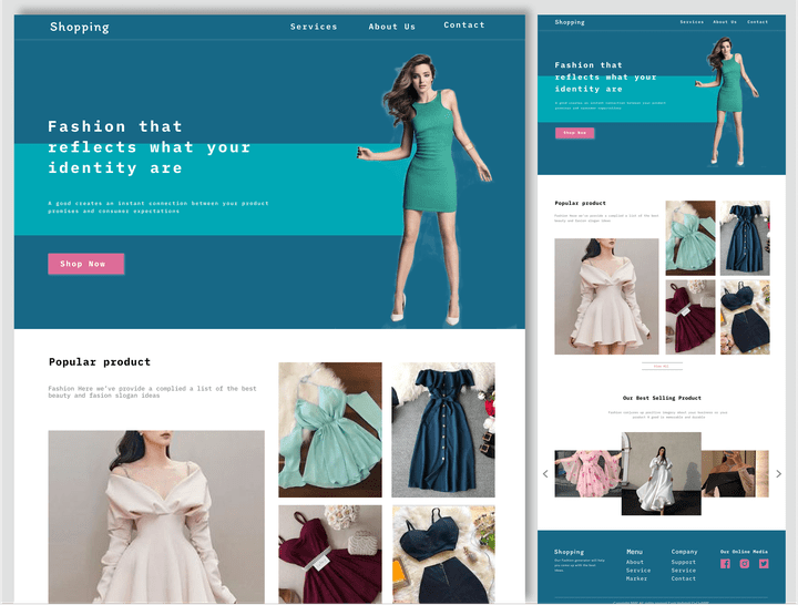 fashion website UI