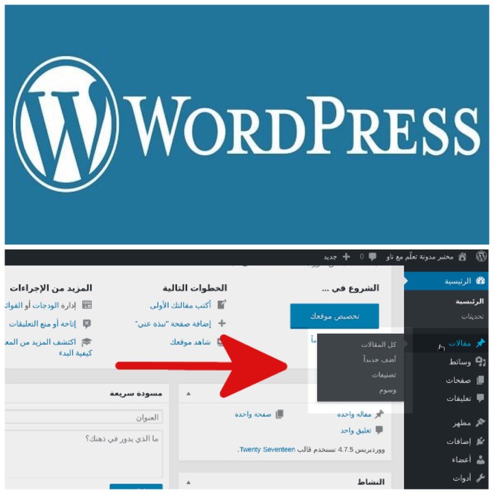 رفع مقالات على موقع ووردبريس wordpress