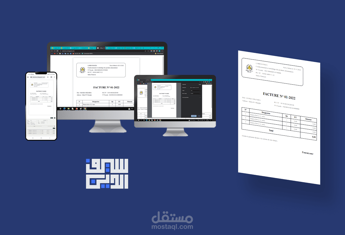 فاتورة الكترونية (HTML CSS JavaScript)