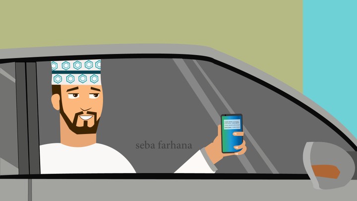 رسم مشهد شخصية عمانية من نافذة سيارة