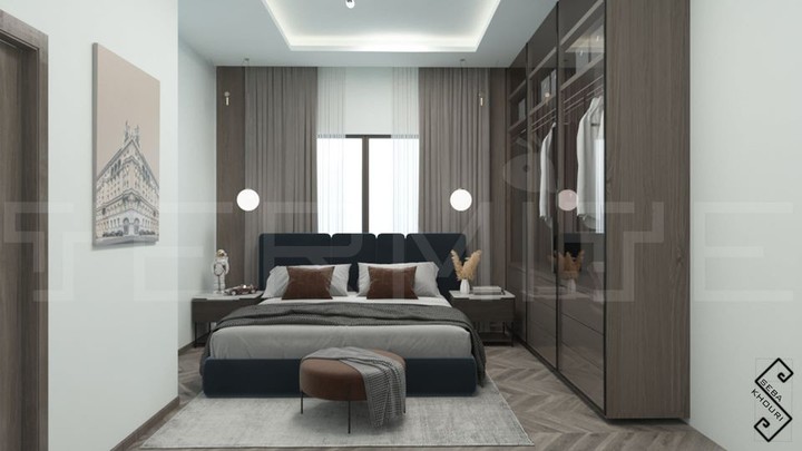 تصميم غرف نوم متنوعة لفيلا في السعودية (غرفة 5)