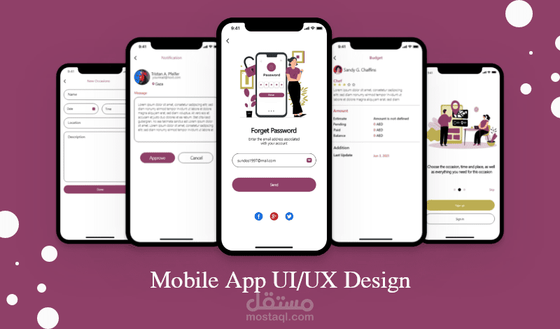 تصميم ابداعي لتطبيقات الموبايل UIUX بنظامي الأيفون IOS والأندرويد Android