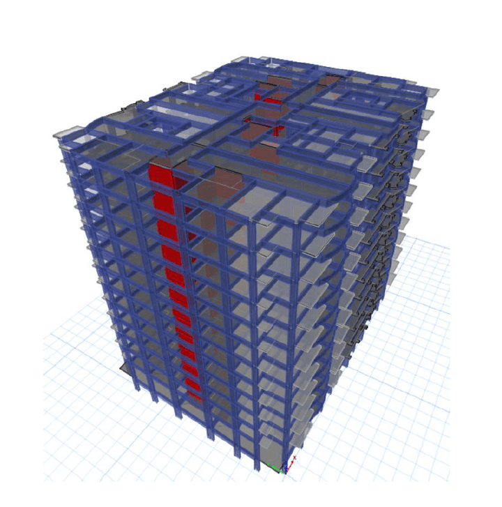 تصميم عماره سكنيه بمساحه 1100 م^2 ومكونه من 11 دور متكرر + أرضي+بروم