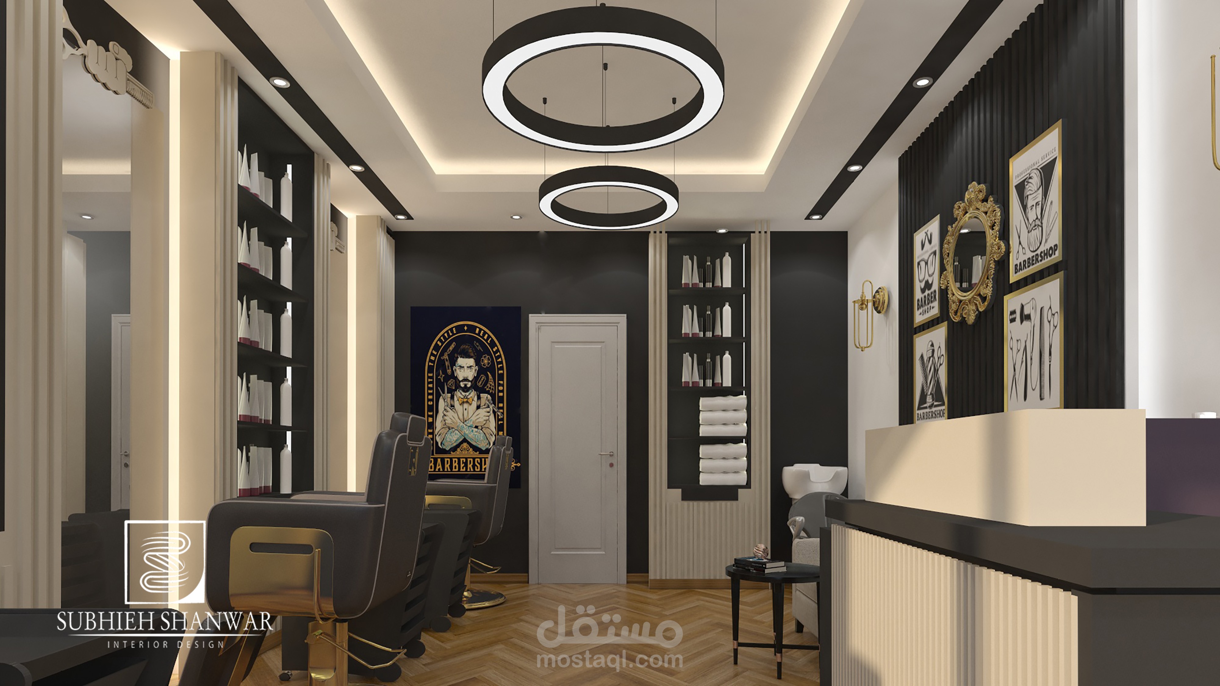 تصميم صالون حلاقة رجالي