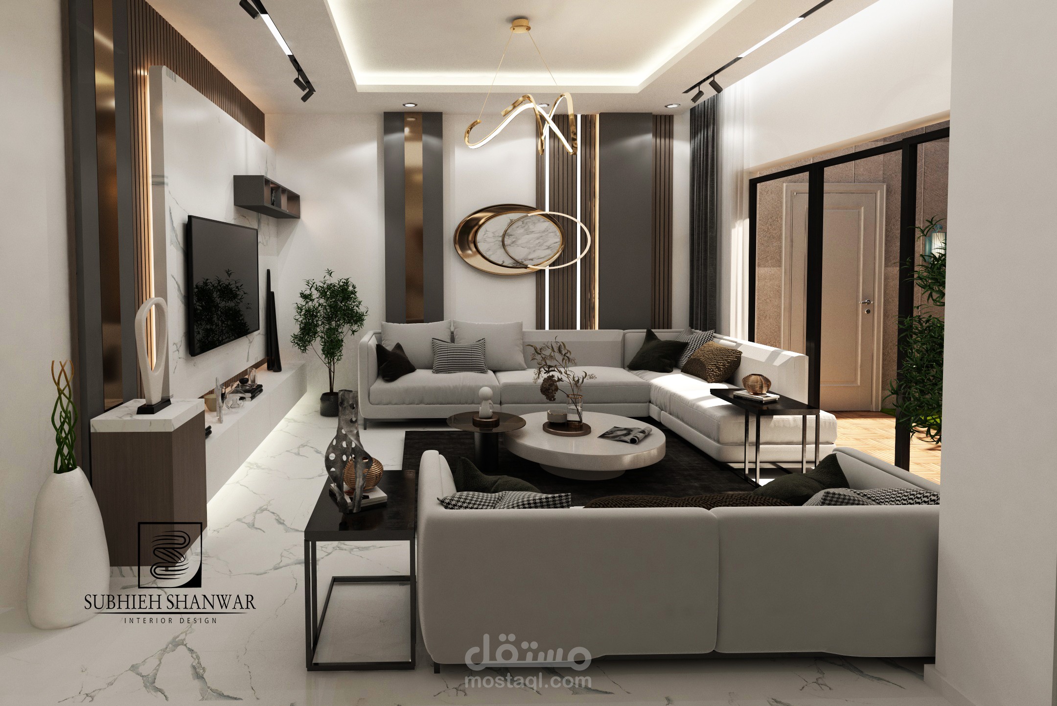 تصميم صالون استقبال ضيوف في فيلا