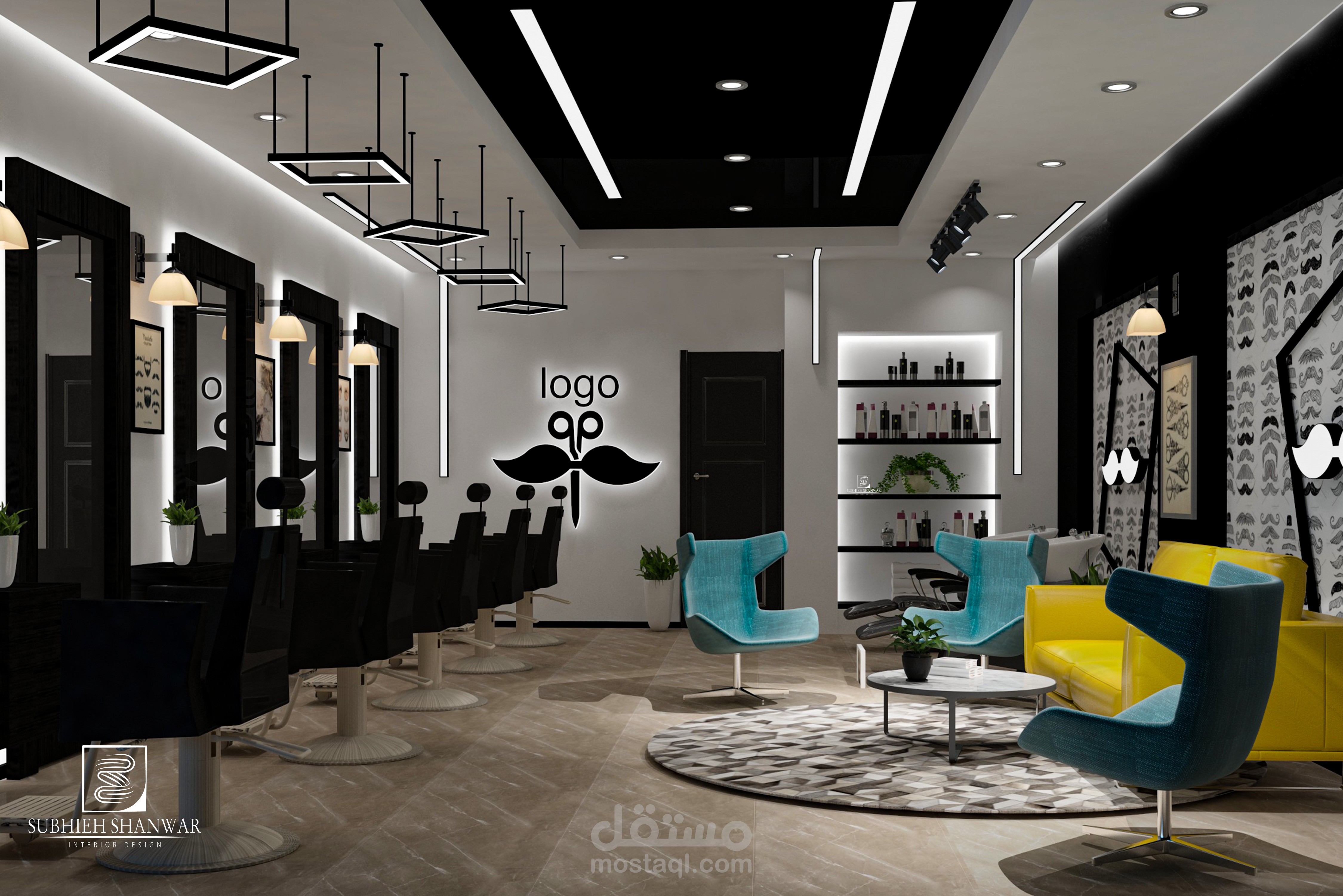 تصميم صالون حلاقة  لرجال