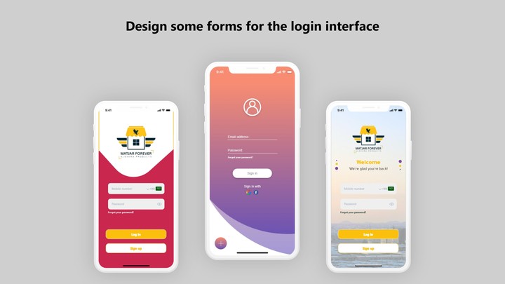 تصميم بعض النماذج لواجهة تسجيل الدخول|| Design some forms for the login interface