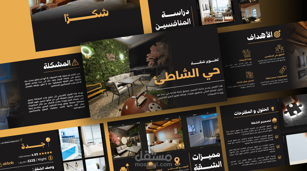 عرض تقديمي لتحليل وتحسين أداء شقة فندقية على منصات الحجز الإلكترونية