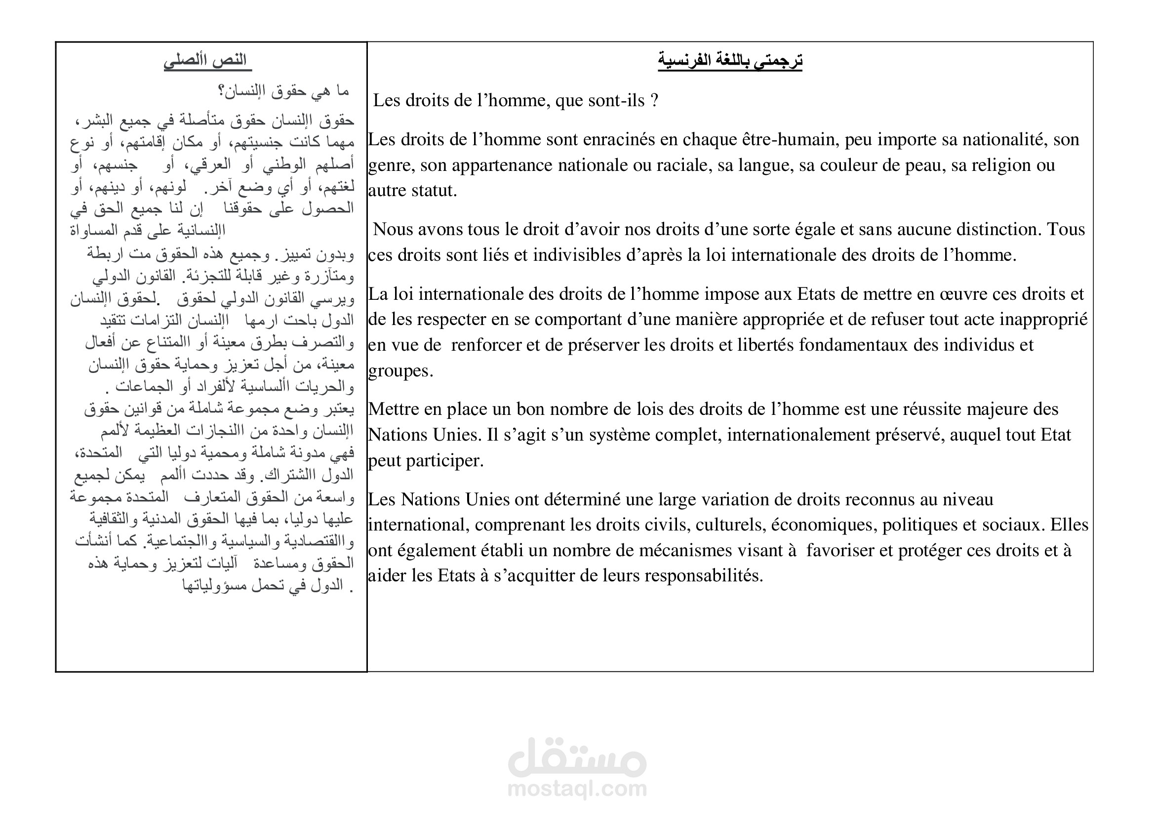 ترجمة اللغة الفرنسية الى العربية