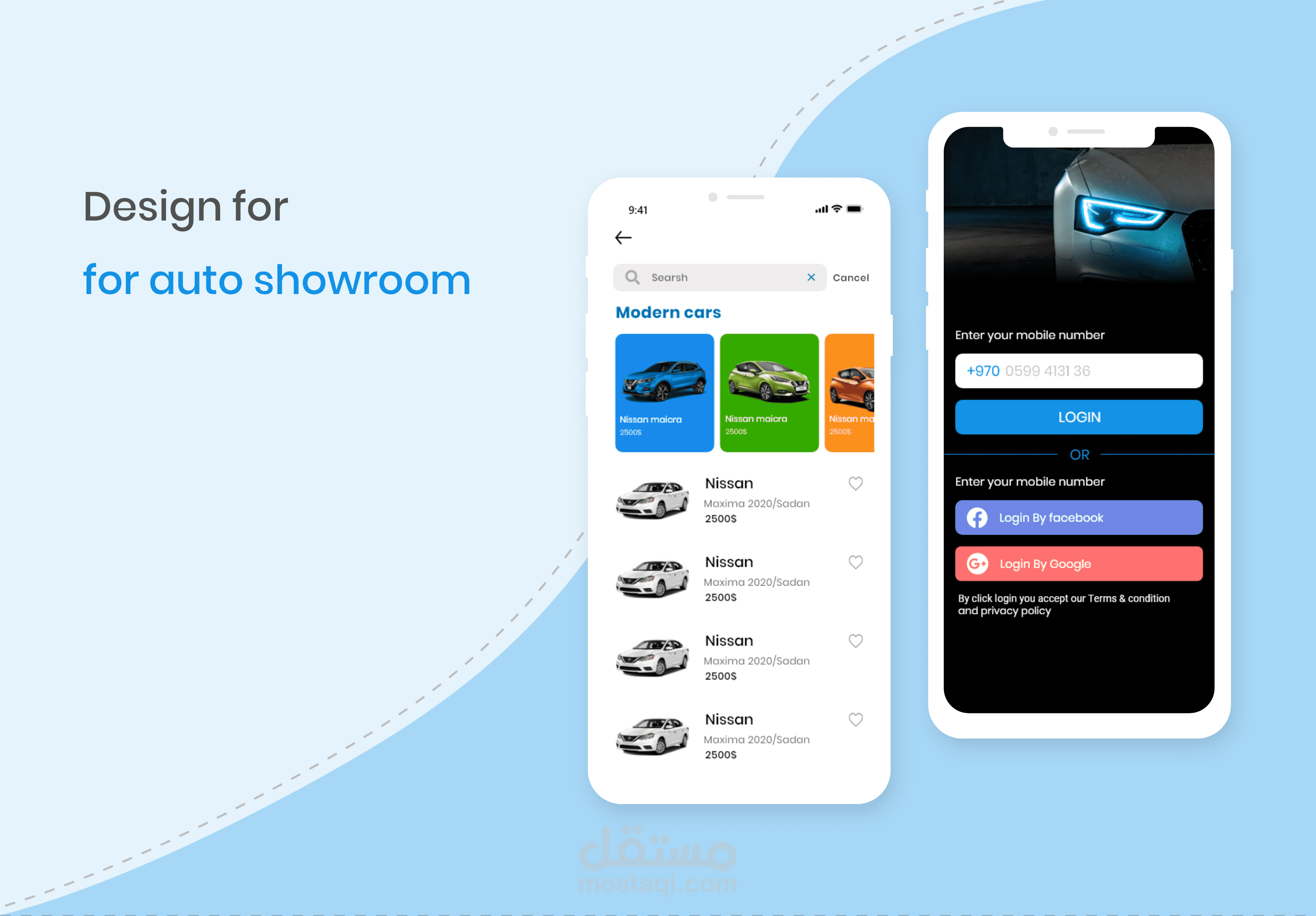 UI/UX Design for application for auto showroom