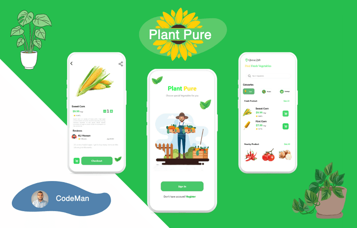 تصميم واجهة تطبيق Plant Pure