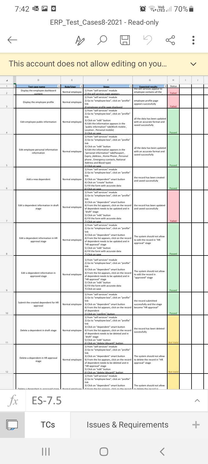 Erp test cases