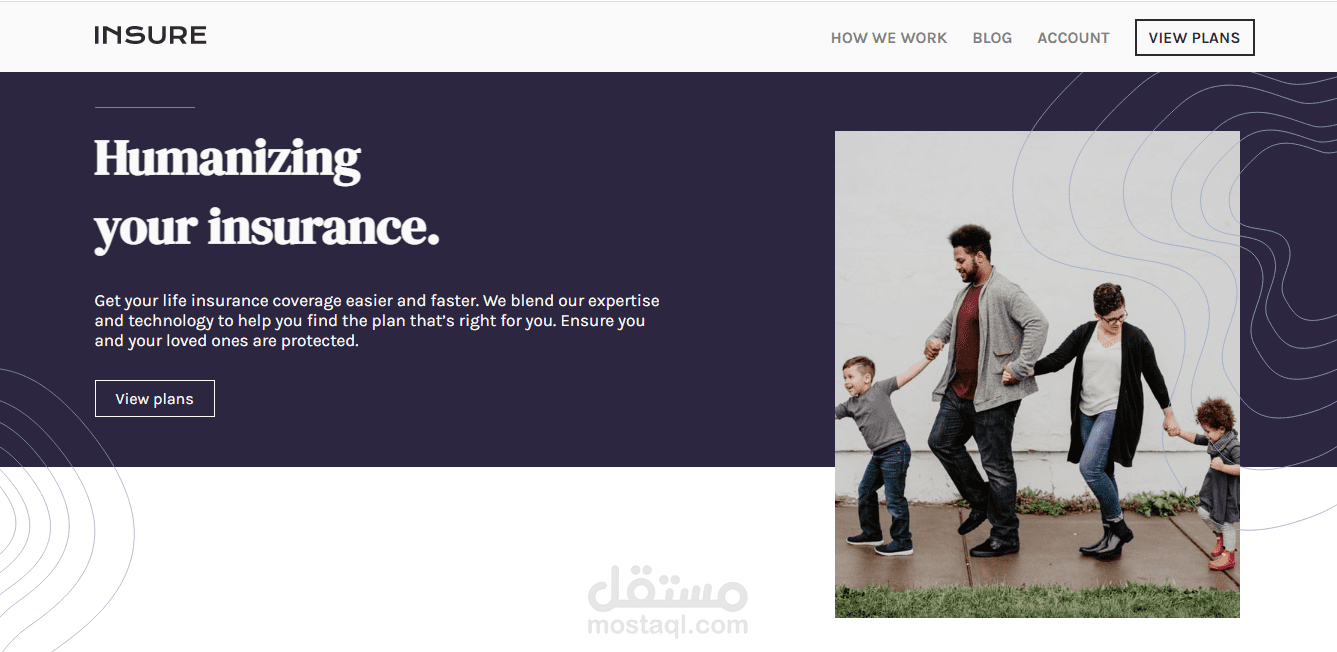 insurance landing page using HTML, CSS and JS