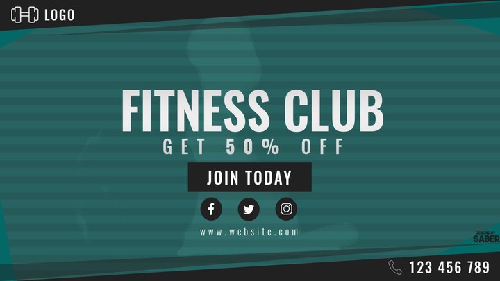 بنر احترافي لصاله كمال اجسام Banner for Gym and fitness club