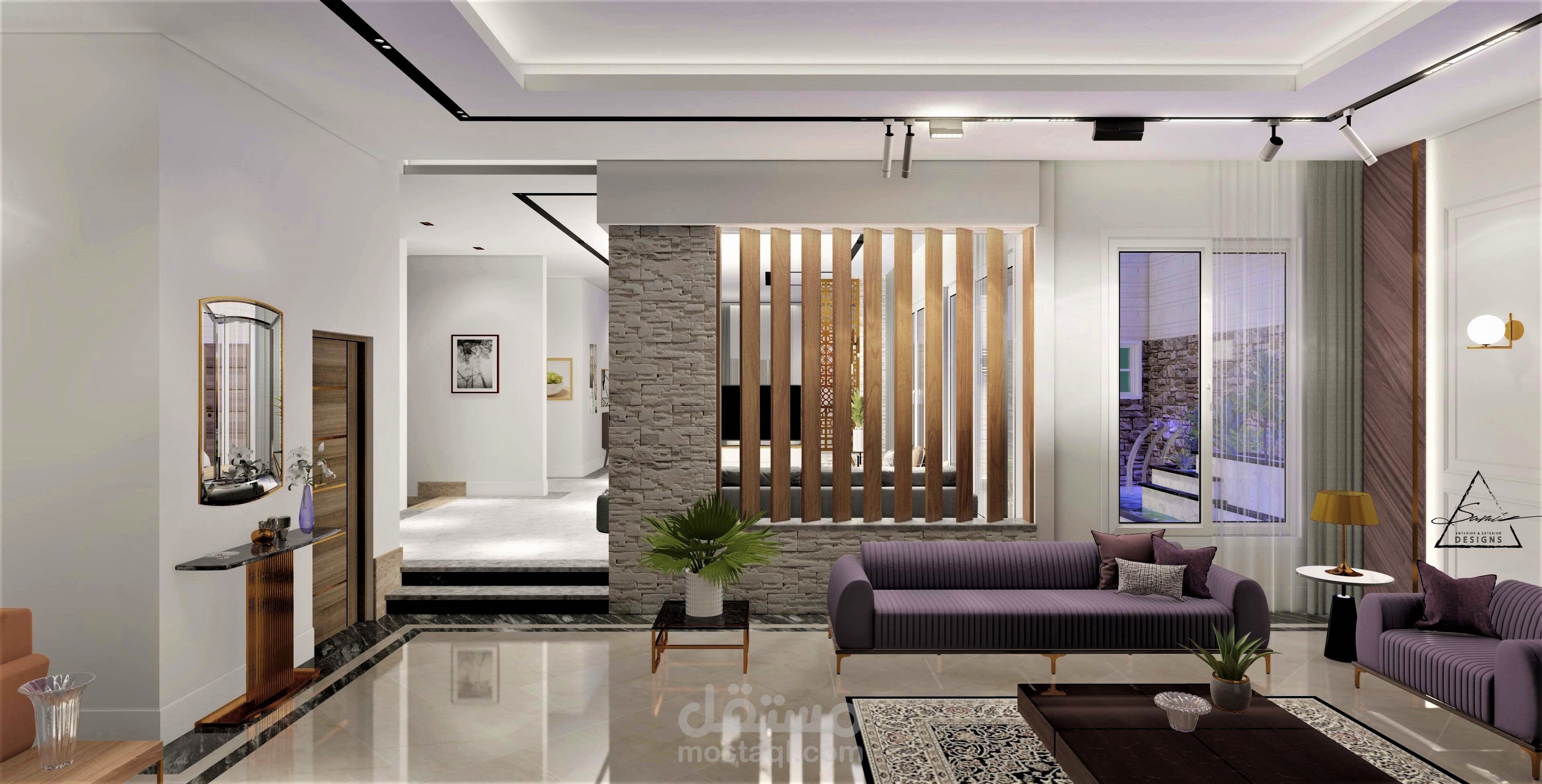 تصميم ـ تصميم معماري وديكور ـ تصميم داخلى ـ فيلا سكنية ـ صالة الاستقبال ...