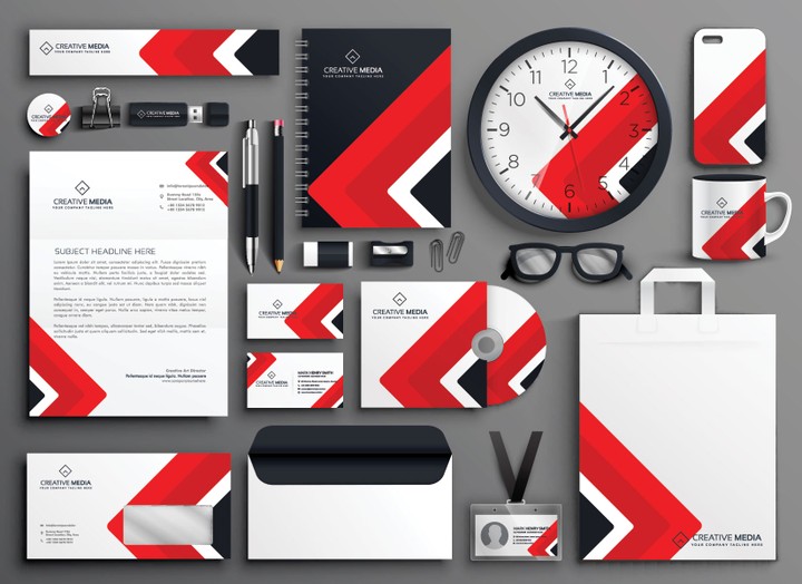 Red professional business branding stationery