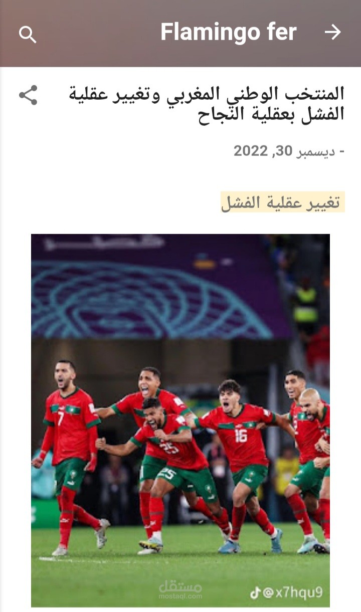 مدونة بعنوان المنتخب الوطني المغربي وتغيير عقلية الفشل