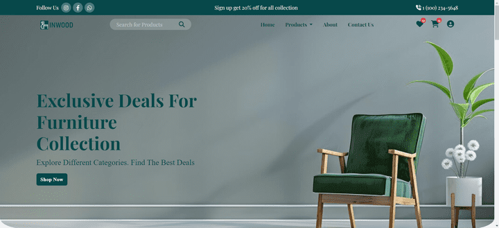 تصميم موقع تجارة إلكترونية للأثاث باستخدام HTML, CSS, JavaScript و Bootstrap